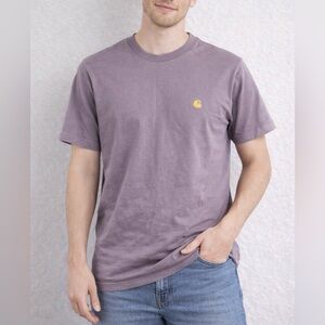 Carhartt WIP Chase T-Shirt Men’s Small Purple Thistle Gold Logo EUC
